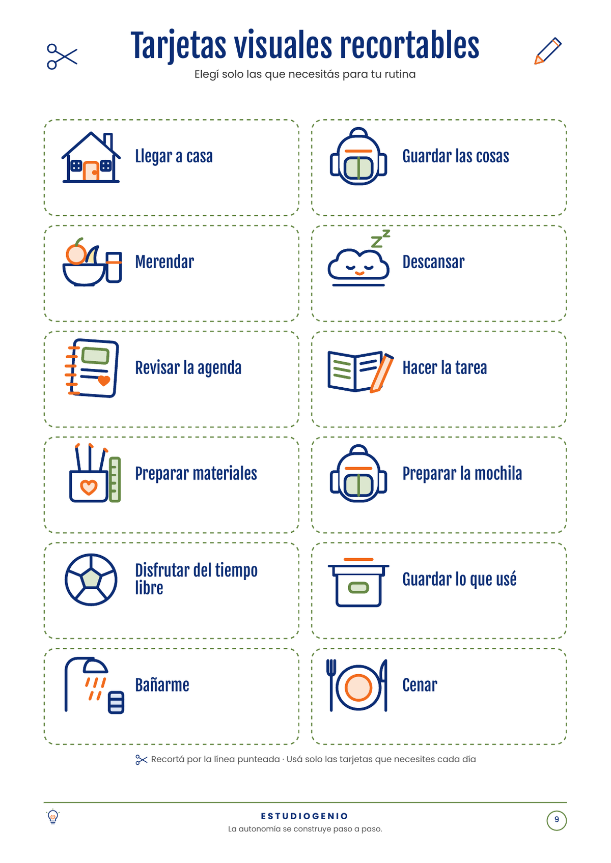 Tardes en calma: rutina visual imprimible para la tarea y la merienda (7 a 10 años)