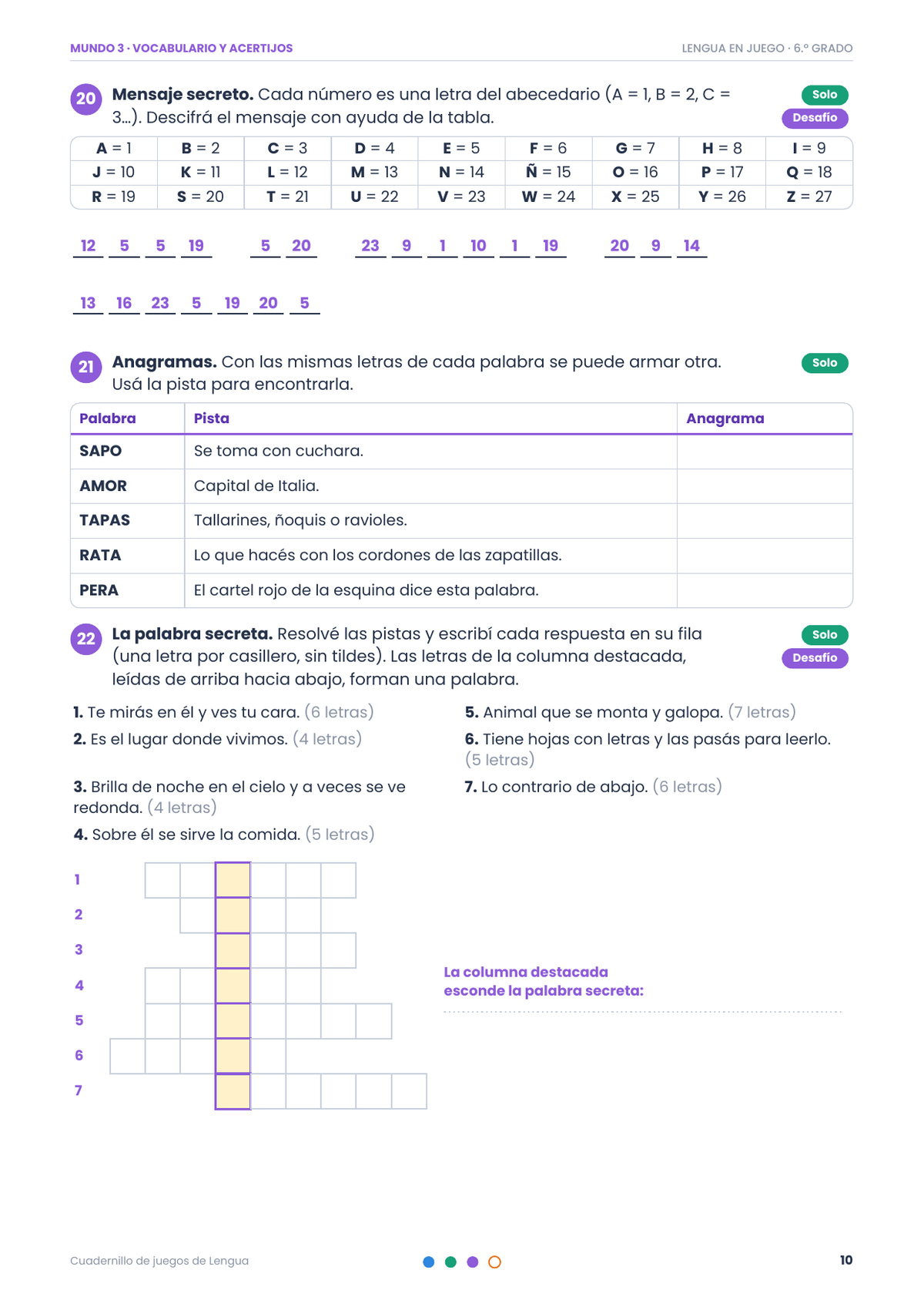 Cuadernillo - Listos para secundaria + Bonus para aprender Lengua jugando