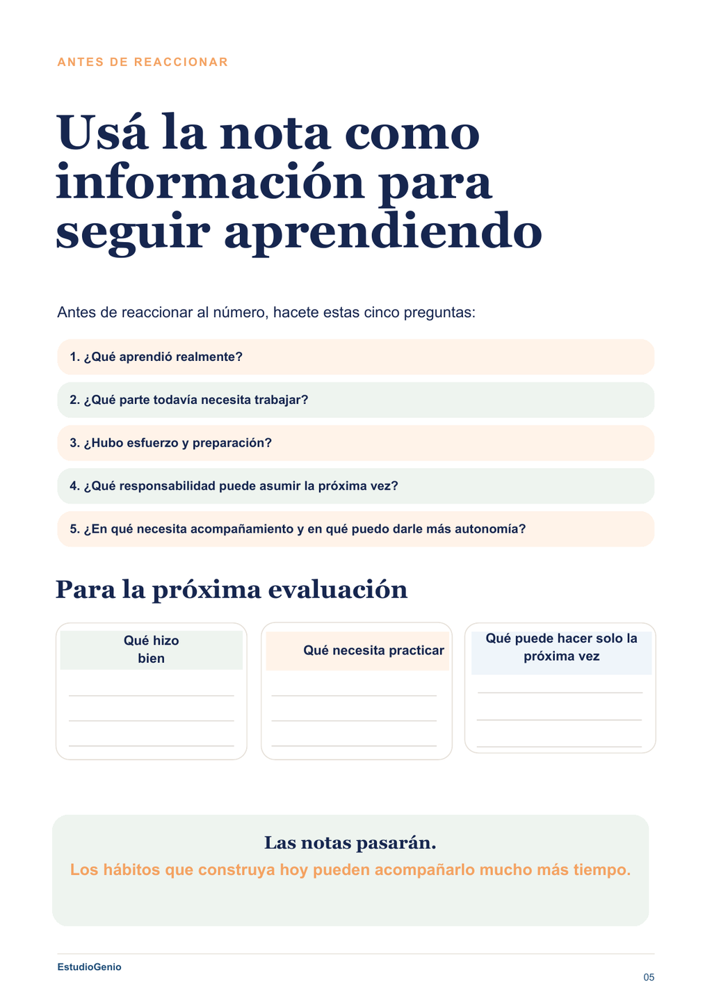 Las notas del boletín: guía gratuita para acompañar sin presionar
